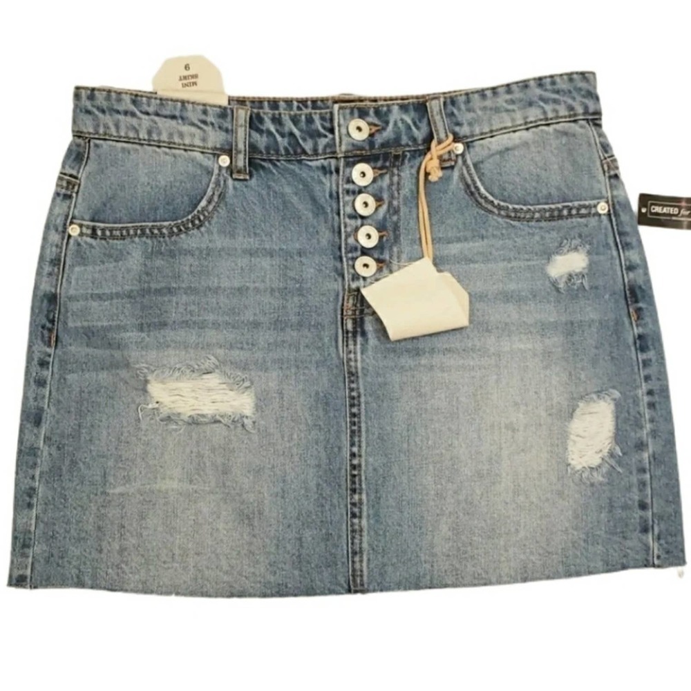 Jean Mini Skirt‎ Light Blue Ripped  Denim Frayed Hem Women's Size 9